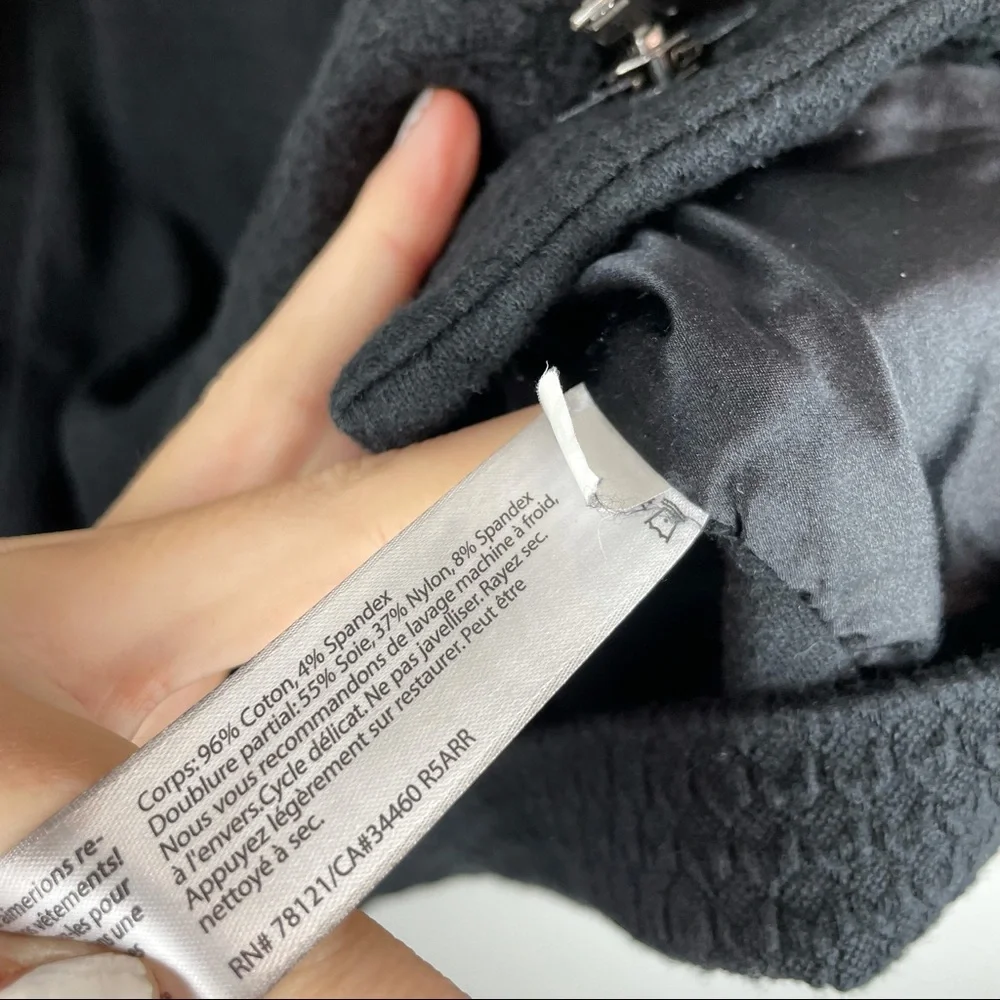 Eileen Fisher Black Texture Moto Zip Up Jacket